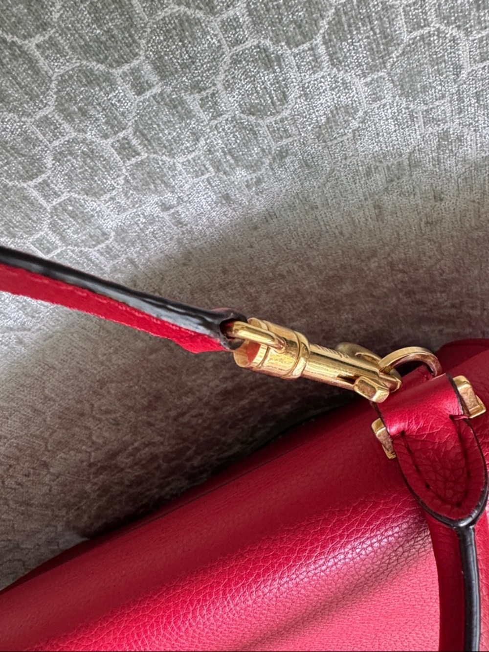 Celine Trapeze Red l Leather and Suede Shoulder Bag with Top Handle EUC - Picture 15 of 16